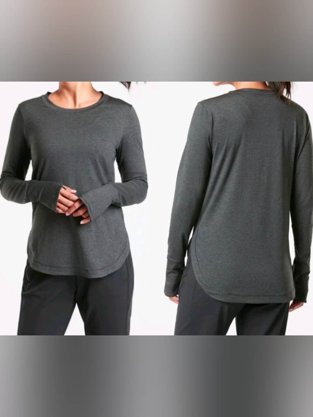 Athleta Uptempo Top Charcoal Heather Long Sleeve Athletic Shirt Women's Medium‎ - Picture 3 of 9